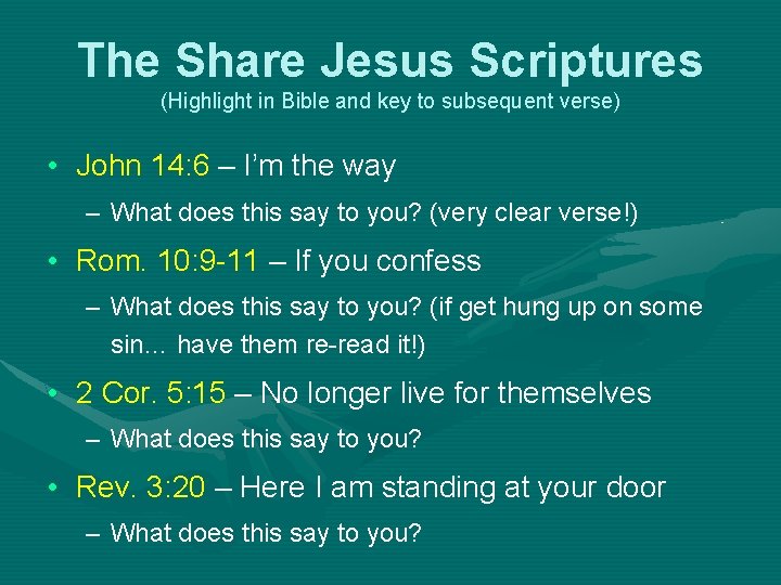 The Share Jesus Scriptures (Highlight in Bible and key to subsequent verse) • John