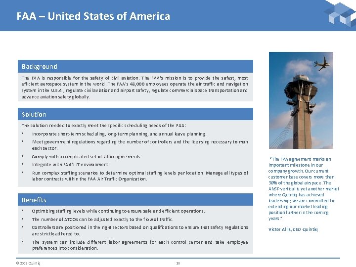 FAA – United States of America Background The FAA is responsible for the safety