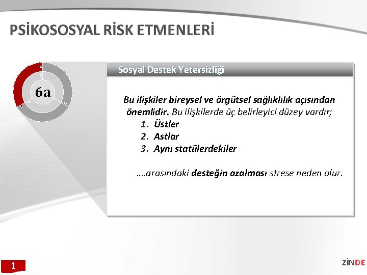 Sosyal Destek Yetersizliği 6 a Bu ilişkiler bireysel ve örgütsel sağlıklılık açısından önemlidir. Bu