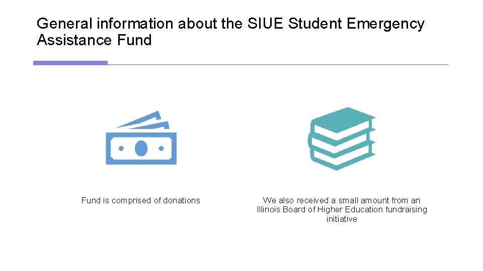 General information about the SIUE Student Emergency Assistance Fund is comprised of donations We