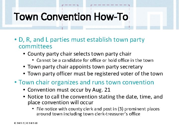 Town Convention How-To • D, R, and L parties must establish town party committees