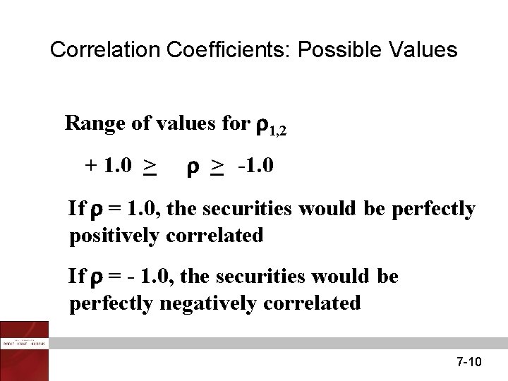 Correlation Coefficients: Possible Values Range of values for 1, 2 + 1. 0 >