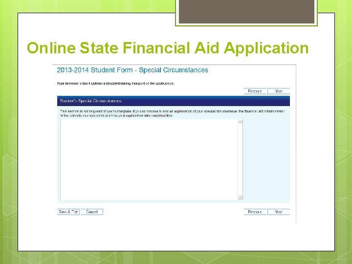 Online State Financial Aid Application 