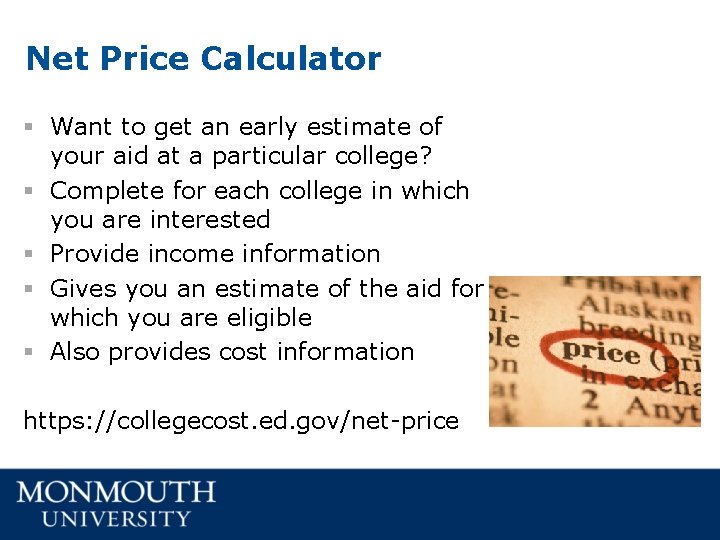 Net Price Calculator § Want to get an early estimate of your aid at Net Price Calculator § Want to get an early estimate of your aid at