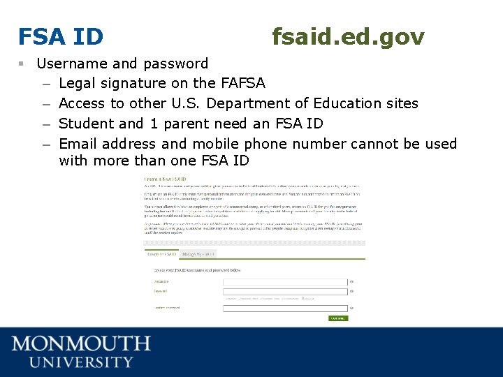 FSA ID fsaid. ed. gov § Username and password – Legal signature on the FSA ID fsaid. ed. gov § Username and password – Legal signature on the
