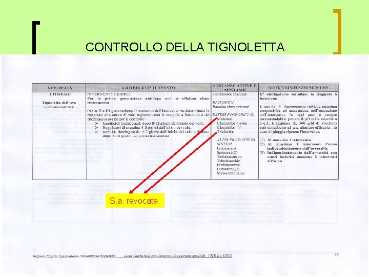 CONTROLLO DELLA TIGNOLETTA S. a. revocate 