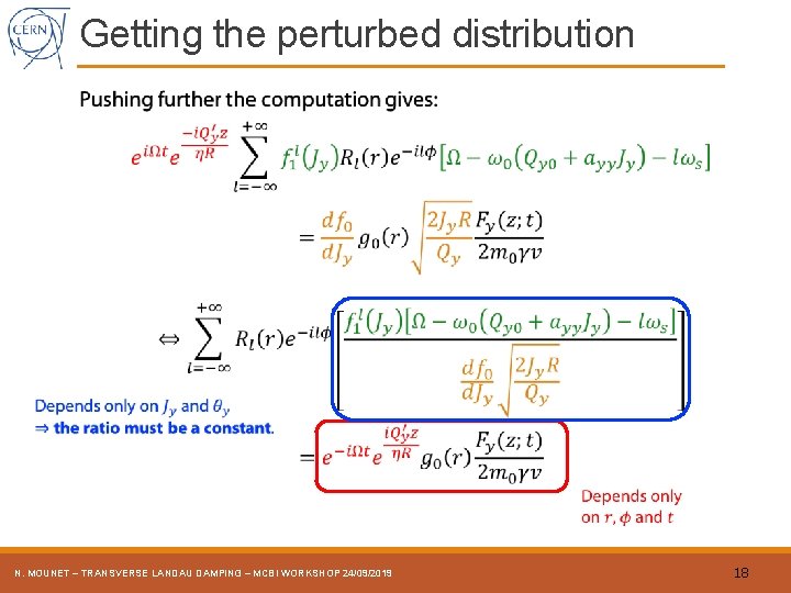 Getting the perturbed distribution N. MOUNET – TRANSVERSE LANDAU DAMPING – MCBI WORKSHOP 24/09/2019