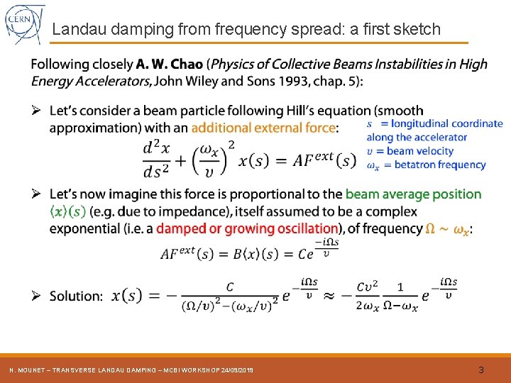 Landau damping from frequency spread: a first sketch N. MOUNET – TRANSVERSE LANDAU DAMPING