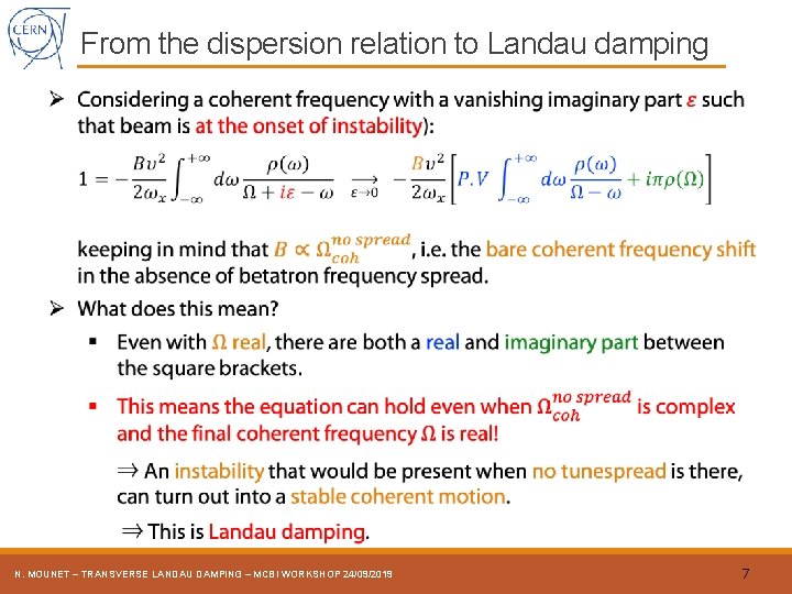 From the dispersion relation to Landau damping N. MOUNET – TRANSVERSE LANDAU DAMPING –