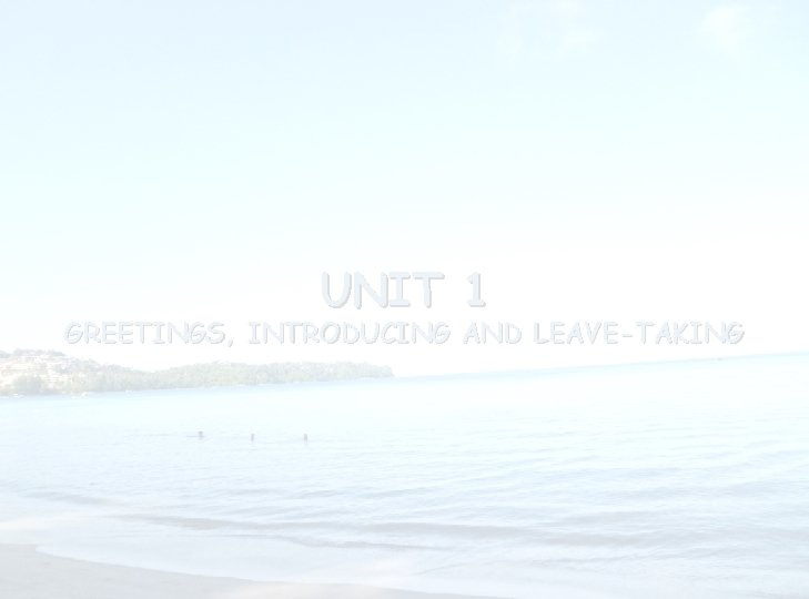 UNIT 1 GREETINGS, INTRODUCING AND LEAVE-TAKING 