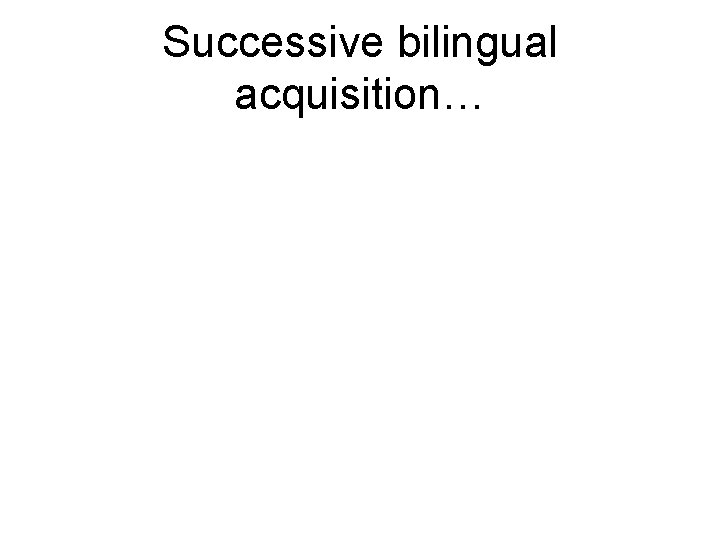 Successive bilingual acquisition… Successive bilingual acquisition…