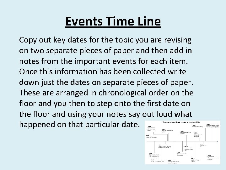 Events Time Line Copy out key dates for the topic you are revising on