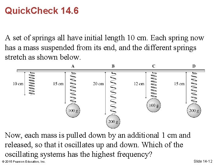 Quick. Check 14. 6 A set of springs all have initial length 10 cm.