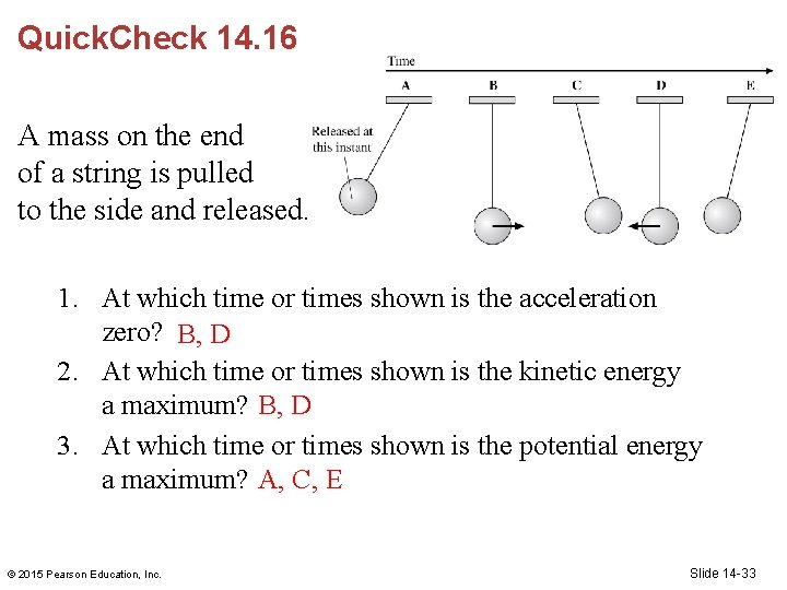 Quick. Check 14. 16 A mass on the end of a string is pulled