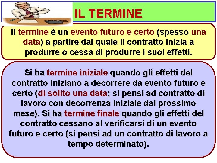 IL TERMINE Il termine è un evento futuro e certo (spesso una data) a