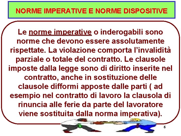 NORME IMPERATIVE E NORME DISPOSITIVE Le norme imperative o inderogabili sono norme che devono