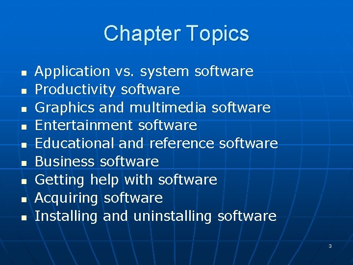 Chapter Topics n n n n n Application vs. system software Productivity software Graphics Chapter Topics n n n n n Application vs. system software Productivity software Graphics