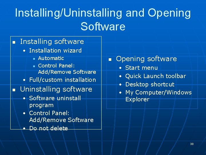 Installing/Uninstalling and Opening Software n Installing software • Installation wizard n n Automatic Control Installing/Uninstalling and Opening Software n Installing software • Installation wizard n n Automatic Control