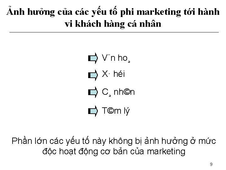 Ảnh hưởng của các yếu tố phi marketing tới hành vi khách hàng cá