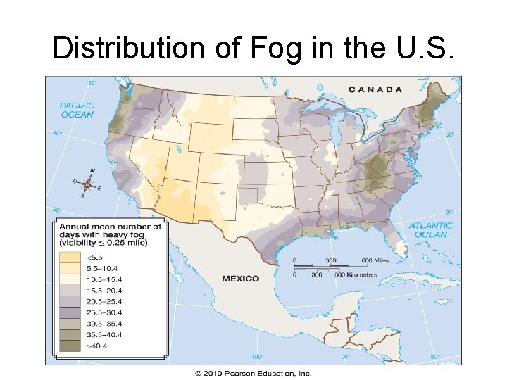 Distribution of Fog in the U. S. 