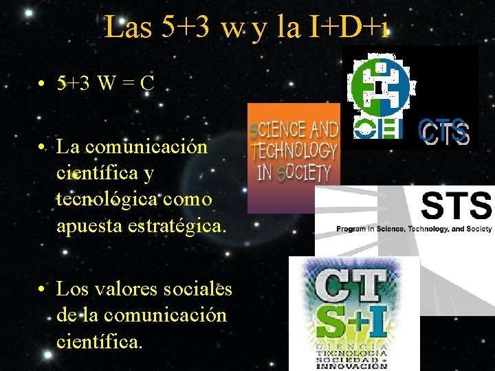 Las 5+3 w y la I+D+i • 5+3 W = C • La comunicación