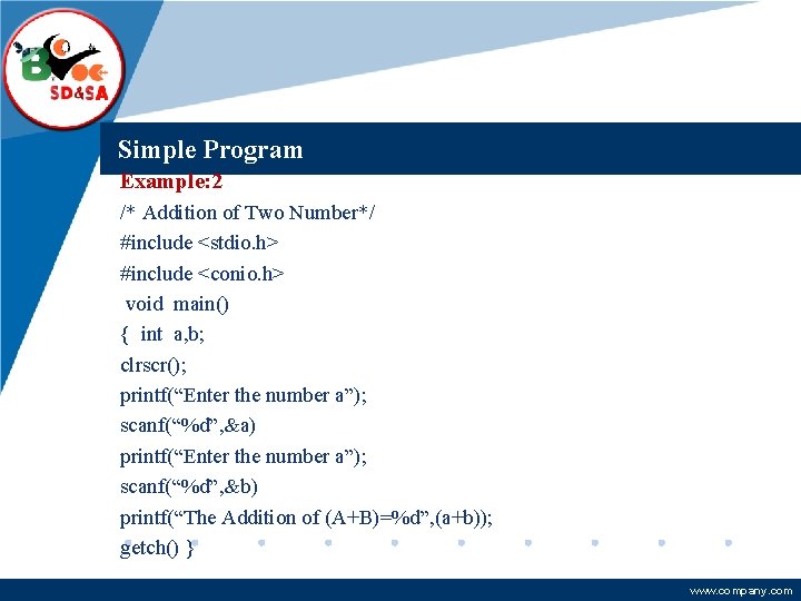 Company LOGO C Programming Language PROF S LAKSHMANAN
