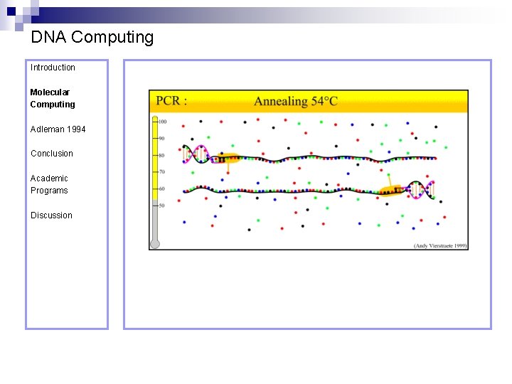 DNA Computing Introduction Molecular Computing Adleman 1994 Conclusion Academic Programs Discussion 