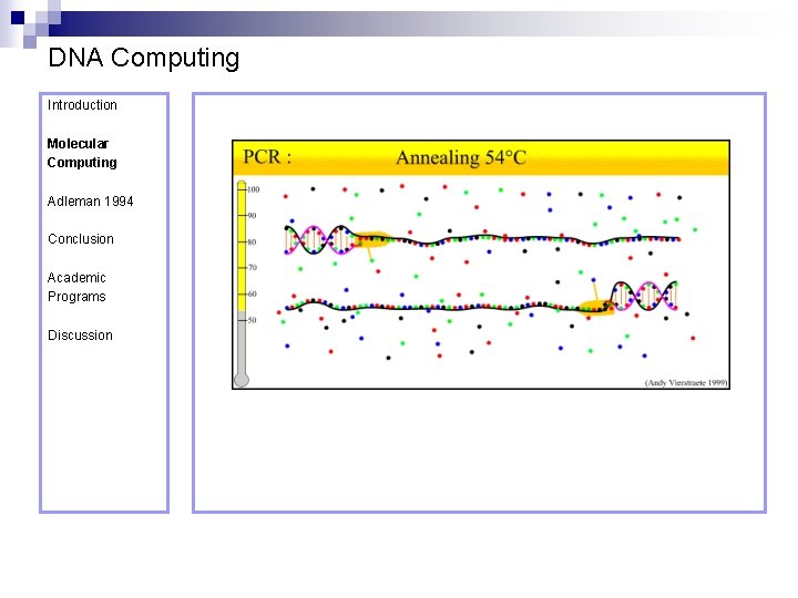 DNA Computing Introduction Molecular Computing Adleman 1994 Conclusion Academic Programs Discussion 