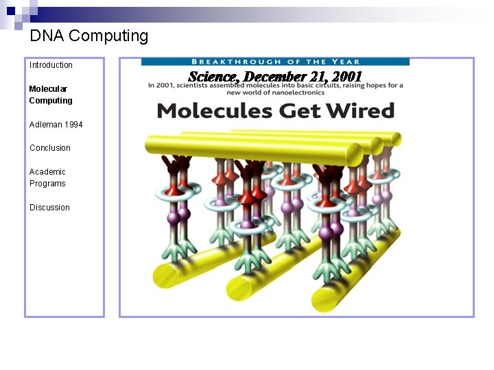 DNA Computing Introduction Molecular Computing Adleman 1994 Conclusion Academic Programs Discussion 