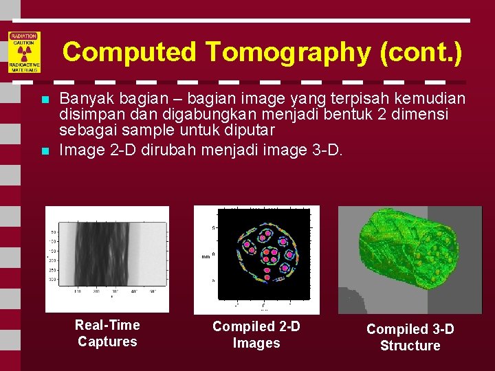 Computed Tomography (cont. ) n n Banyak bagian – bagian image yang terpisah kemudian