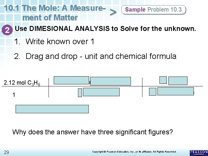 10. 1 The Mole: A Measurement of Matter > Sample Problem 10. 3 2