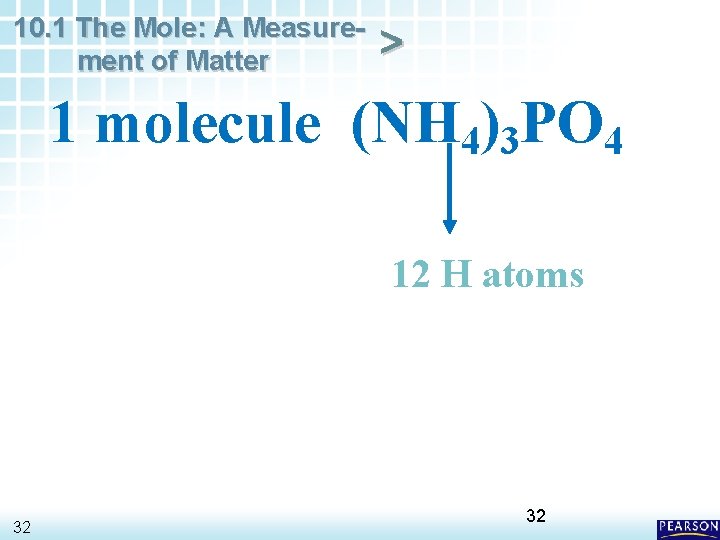 10. 1 The Mole: A Measurement of Matter > 1 molecule (NH 4)3 PO