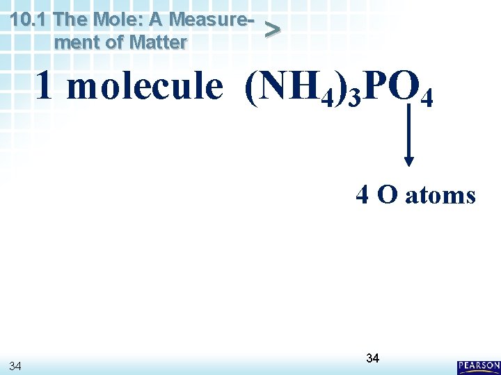10. 1 The Mole: A Measurement of Matter > 1 molecule (NH 4)3 PO
