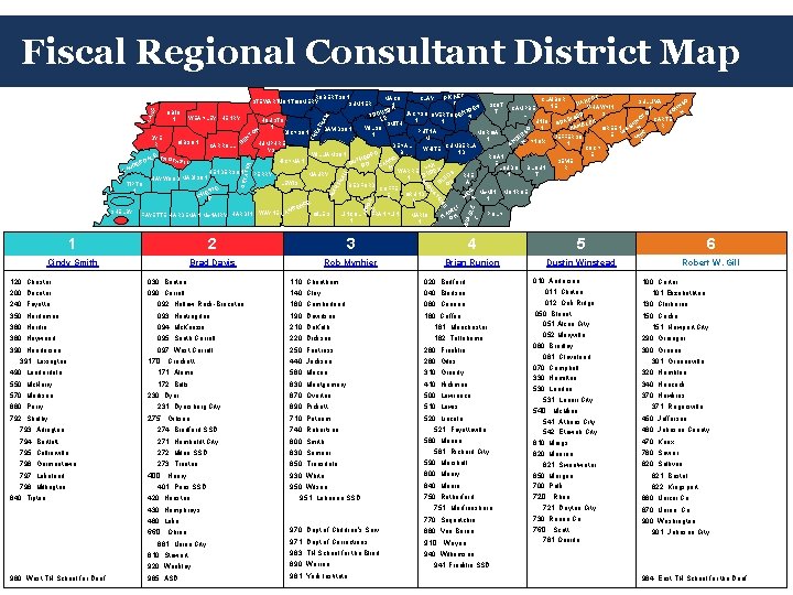 Fiscal Regional Consultant District Map PICKET CLAY MACO CLAIBOR COC SULLIVA SO T HAN