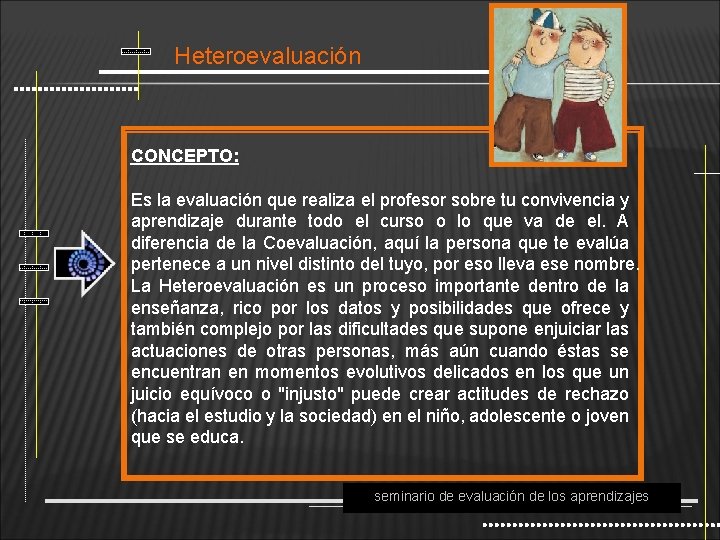 Heteroevaluación CONCEPTO: Es la evaluación que realiza el profesor sobre tu convivencia y aprendizaje