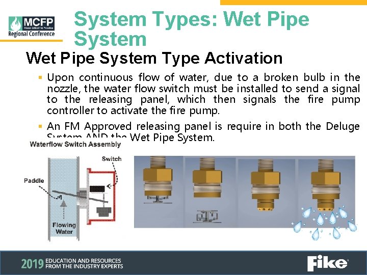 System Types: Wet Pipe System Type Activation § Upon continuous flow of water, due