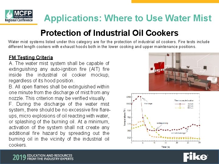 Applications: Where to Use Water Mist Protection of Industrial Oil Cookers Water mist systems