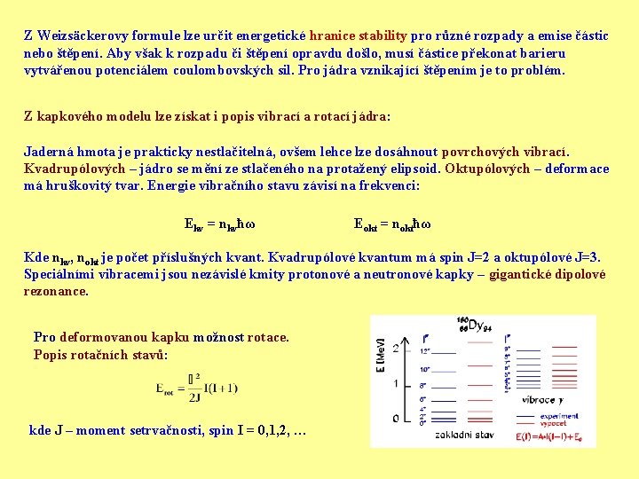 Z Weizsäckerovy formule lze určit energetické hranice stability pro různé rozpady a emise částic