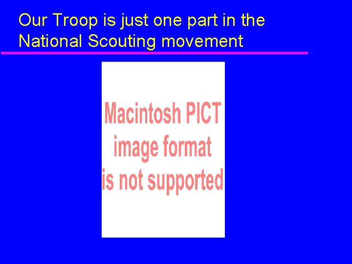 Our Troop is just one part in the National Scouting movement 