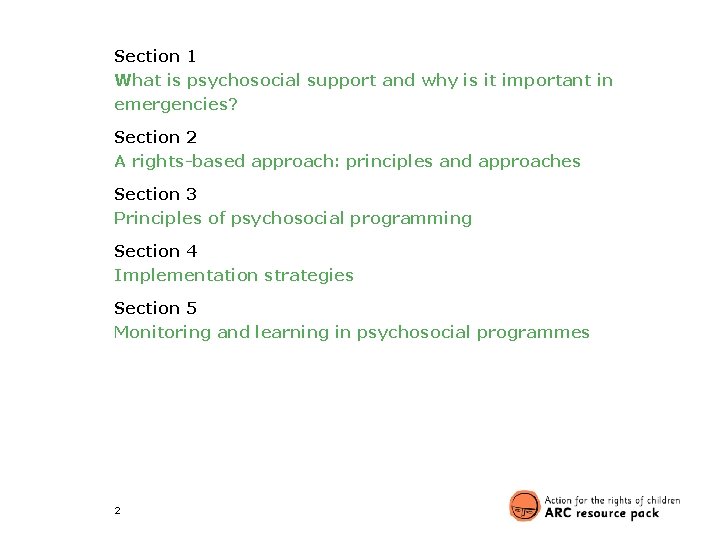 Section 1 What is psychosocial support and why is it important in emergencies? Section