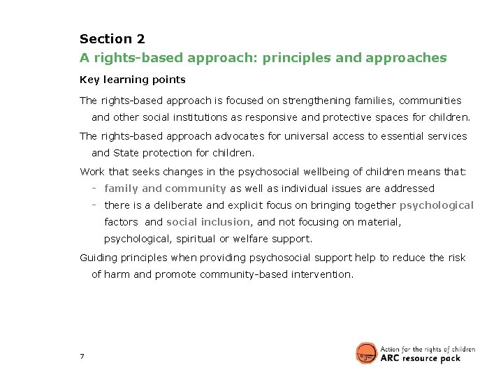 Section 2 A rights-based approach: principles and approaches Key learning points The rights-based approach