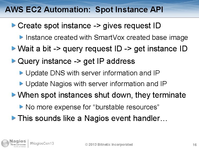 AWS EC 2 Automation: Spot Instance API Create spot instance -> gives request ID