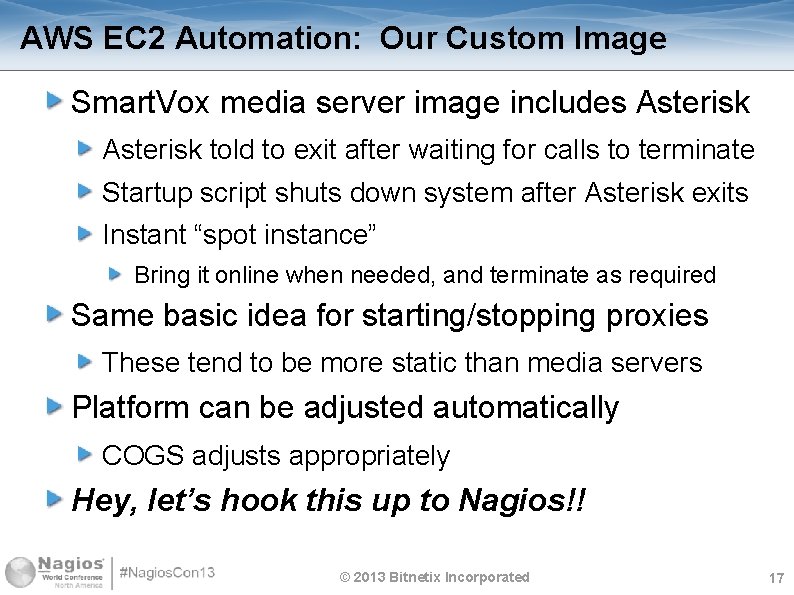 AWS EC 2 Automation: Our Custom Image Smart. Vox media server image includes Asterisk