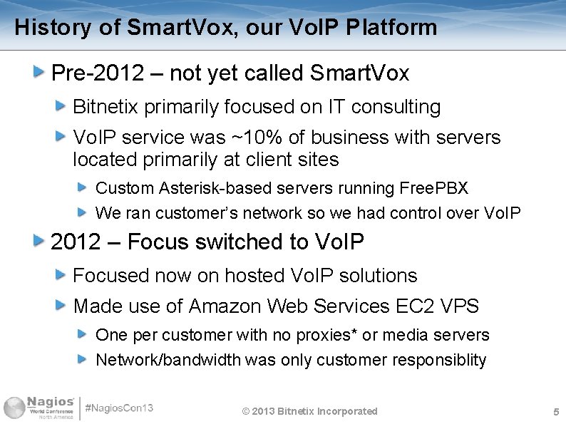 History of Smart. Vox, our Vo. IP Platform Pre-2012 – not yet called Smart.