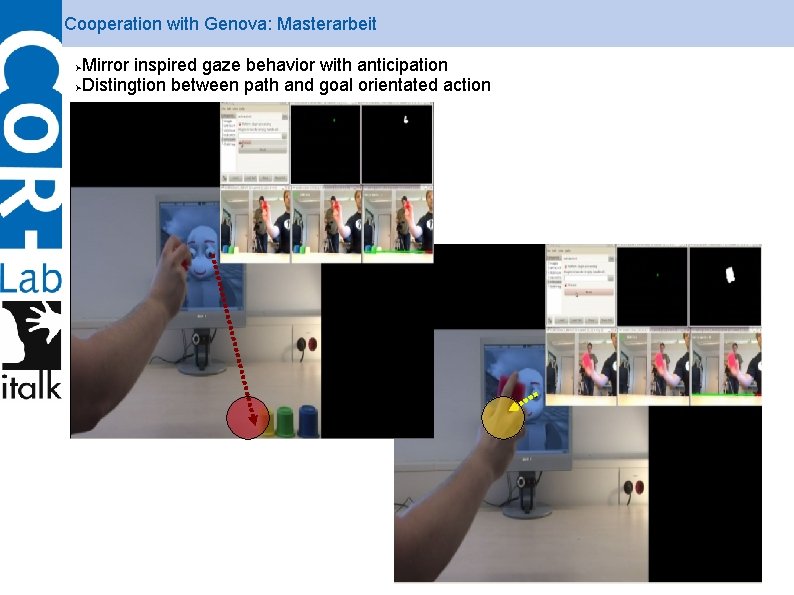 Cooperation with Genova: Masterarbeit Mirror inspired gaze behavior with anticipation Distingtion between path and