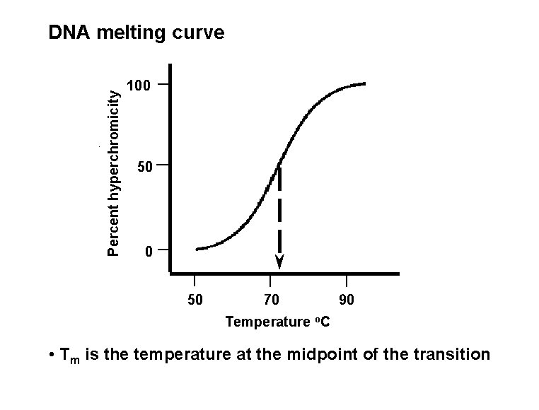 Percent hyperchromicity DNA melting curve 100 50 70 90 Temperature o. C • Tm