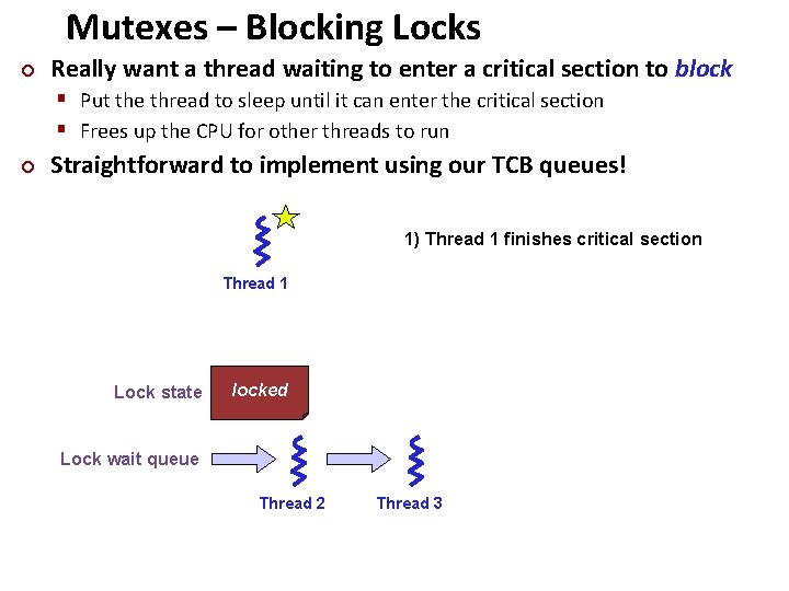 Mutexes – Blocking Locks ¢ Carnegie Mellon Really want a thread waiting to enter