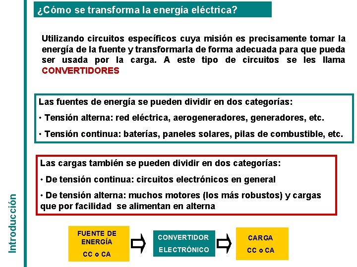 ¿Cómo se transforma la energía eléctrica? Utilizando circuitos específicos cuya misión es precisamente tomar ¿Cómo se transforma la energía eléctrica? Utilizando circuitos específicos cuya misión es precisamente tomar