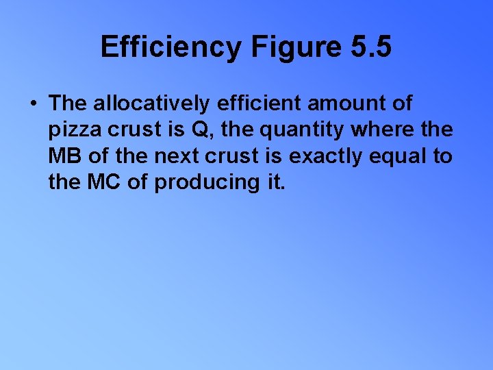 Efficiency Figure 5. 5 • The allocatively efficient amount of pizza crust is Q,