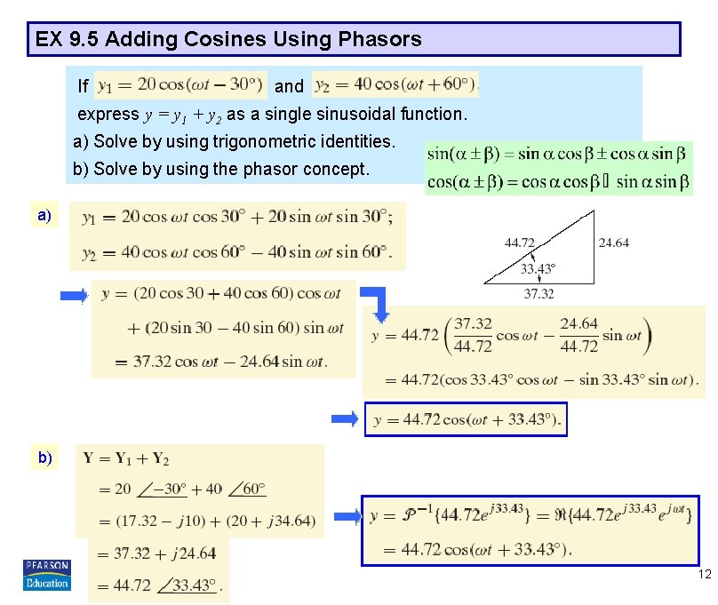 EX 9. 5 Adding Cosines Using Phasors If and express y = y 1